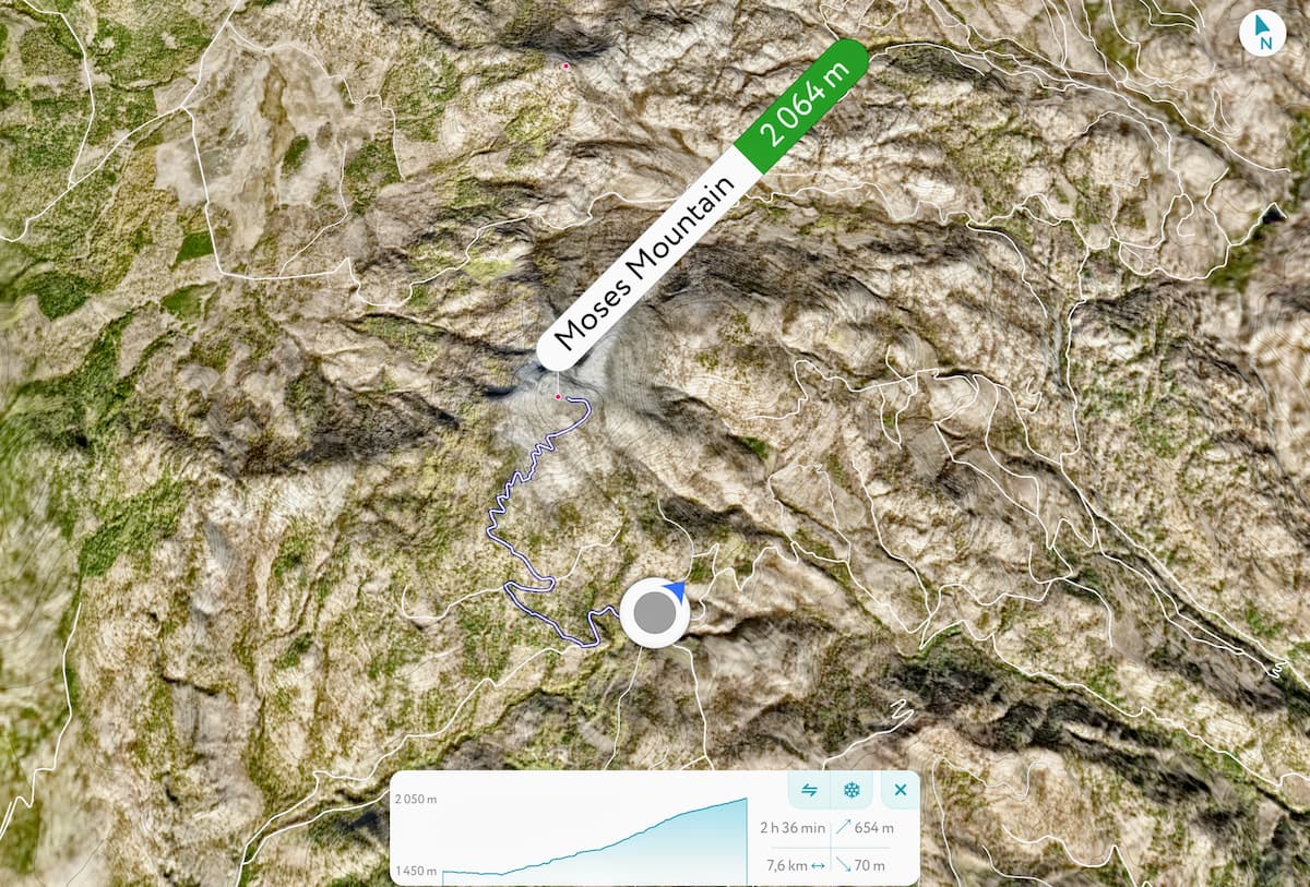 PeakVisor Trail to Moses Mountain